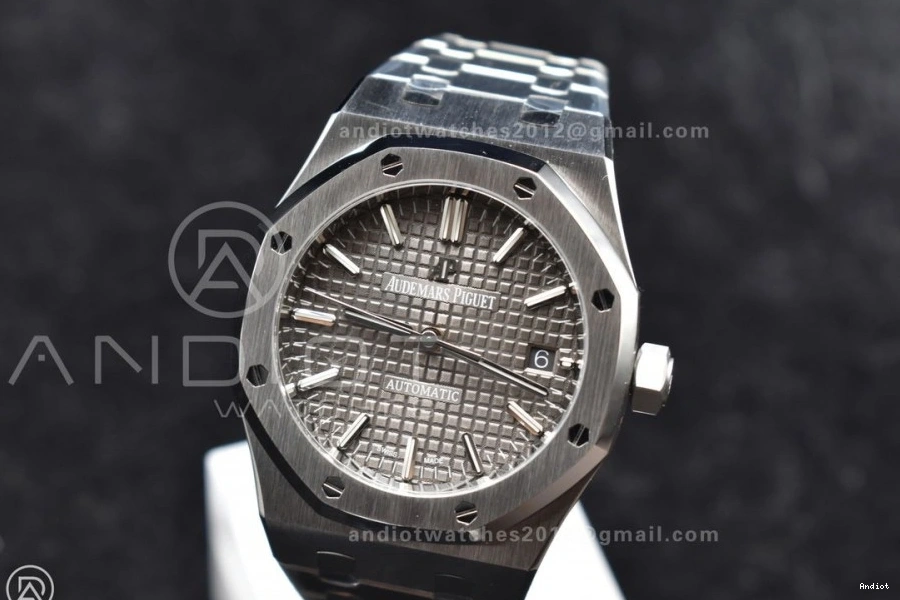 Royal Oak SS on Super Clone Dial Gray SS Edition Best Bracelet 1:1 SA3120 Textured 37mm ZF 15450 0509